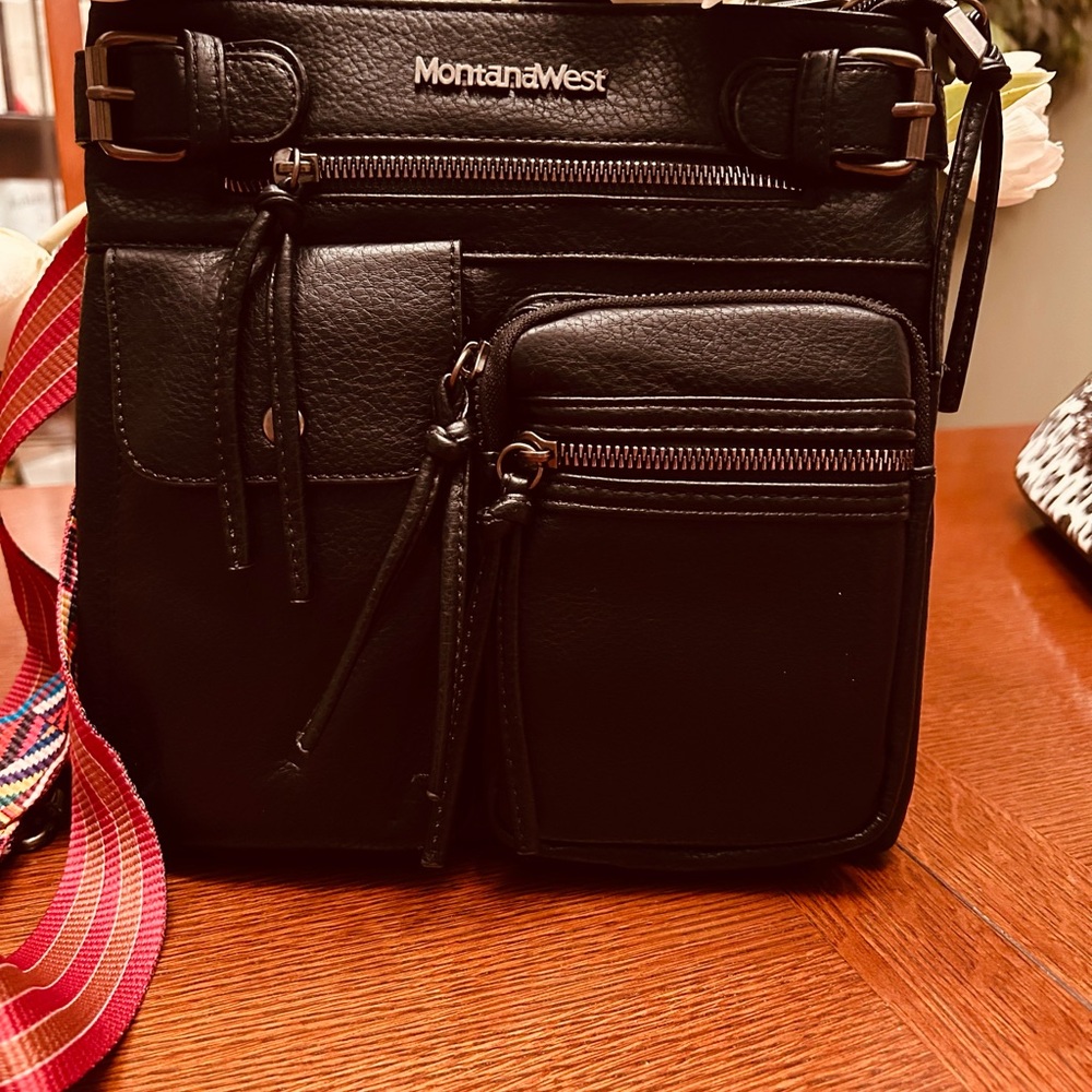 Montana West Black Leather Crossbody Bag